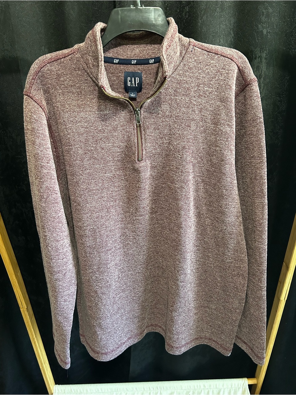 GAP Men's Marled Burgundy Half-Zip Pullover Sweater